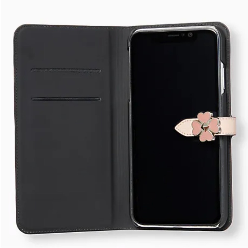 KATE ♠️ FLOWER HARDWARE WRAP FOLIO iPHONE XS CASE - Picture 3 of 5